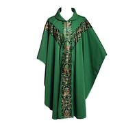 BLESSUME Priest Celebrant Chasuble Église catholique Père Vestes Mass Robe, One Size (Vert)