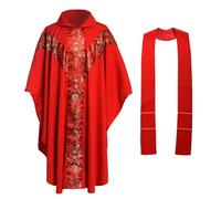 BLESSUME Priest Celebrant Chasuble Église catholique Robe de fête paternelle Robe (Rouge)