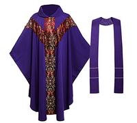 BLESSUME Priest Celebrant Chasuble Église catholique Robe de fête paternelle Robe (violet)
