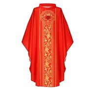 BLESSUME Robe de cérémonie pour clergé - Robe d'église pour pasteur - Robe de messe pour célébrant (Rouge)