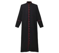 BLESSUME Robe de chœur de clergé pour homme Pastor Pulpit Liturgique, noir/rouge, Large