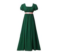 BLESSUME Robe de Régence pour Femmes Manches Bouffantes à Volants Ceinture Robe de Bal à Taille Empire