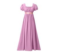 BLESSUME Robe de Régence pour Femmes Manches Bouffantes à Volants Ceinture Robe de Bal à Taille Empire