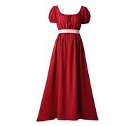 BLESSUME Robe de Régence pour Femmes Manches Bouffantes à Volants Ceinture Robe de Bal à Taille Empire