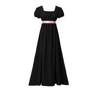 BLESSUME Robe de Régence pour Femmes Manches Bouffantes à Volants Ceinture Robe de Bal à Taille Empire