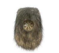 BLESSUME Sac banane Viking en fausse fourrure médiévale avec badge nordique, cordon de serrage réglable pour LARP, cosplay, marron