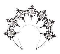 BLESSUME Serre-tête, auréole, couronne pour femme, accessoire d'Halloween de la déesse Marie, noir, 1 Count (Pack of 1)