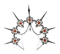BLESSUME Serre-tête unisexe avec auréole et couronne de la déesse Marie pour Halloween, Noir et rouge 34, 1 Count (Pack of 1)