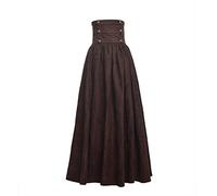 BLESSUME Steampunk Jupe Longue Victorien Gothique Taille Haute (XXL, Marron)