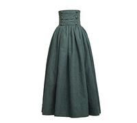 BLESSUME Steampunk Jupe Longue Victorien Gothique Taille Haute (XXL, Vert)