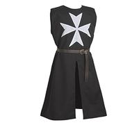 BLESSUME Tunique chevalier médiéval cosplay costume médiéval avec croix de Malte et une ceinture