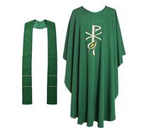 BLESSUME vert Chasuble catholique Église Célébrant Traquet Brodé Vêtement (Style#2)