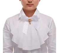 BLESSUME Victorien Mousseline de Soie Jabot Cou Un Pièce (Blanc)
