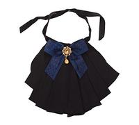 BLESSUME Victorien Mousseline de Soie Jabot Cou Un Pièce (Noir & Foncé Bleu)