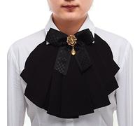 BLESSUME Victorien Mousseline de soie Jabot Cou Un Pièce Unisex (Noir)