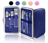 BLESWIN Kit de manucure, 10 en 1 professionnel de manucure et pédicure, kit de soins des ongles pour femme, kit de toilettage des ongles pour homme, kit de tondeuse à ongles portable, étui en cuir