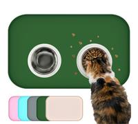 BLESWIN Tapis en Silicone pour gamelles de Chat, adapté aux Chats et aux Chiens. Tapis imperméable pour gamelles de Chien avec rebords surélevés, Facile à Nettoyer (Vert foncé, 60 x 40 cm)