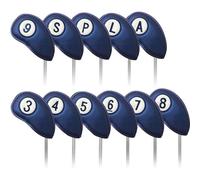 Bleu - 11 Pièces Couverture De Club De Golf Protecteur De Capuchon En Fer Aimants De Fermeture Magnétique 2 Côtés Pour Golfeurs Gauchers Droitiers, Housse De Golf Cuir Synthétique Homme Femme