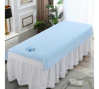 Bleu,70x180cm/2.2x5.9ft,Couvercle De Table De Massage Réutilisable Avec Trou De Visage, 27,5X74.8 "Housse De Lit De Massage Élastique Étanche Convient Au Spa Et Aux