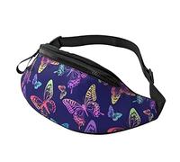 Bleu Arc-en-Ciel Papillon décontracté Fanny Taille Pack pour Hommes Femmes Ceinture réglable Sac de Taille pour Voyager randonnée Cyclisme Course Festival Rave