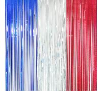 Bleu Argent Rouge Bande Fond - AILEXI 2pcs 1M*2M Rideau Frangé de Feuille pour La Décoration de Fête de Photo