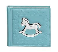 BLEU BÉBÉ MEMORY LIVRE ALBUM PHOTO AVEC SILVER Rocking Horse 80 x 6x4 (10x15)