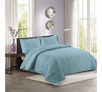 Bleu/Blanc Dessus De Lit Boutis Couvre Lit 2 Personnes Matelassé Luxe Cotten Couette Literie Ensemble 3 Pièces Draps Jeter Taies D'oreiller 50X70CM Quilt,Blue-queen:250X270CM