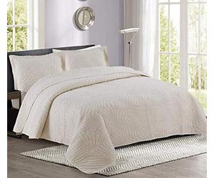 Bleu/Blanc Dessus De Lit Boutis Couvre Lit 2 Personnes Matelassé Luxe Cotten Couette Literie Ensemble 3 Pièces Draps Jeter Taies D'oreiller 50X70CM Quilt,Beige-king:230X250CM