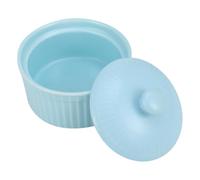 Bleu Bol à Dessert en Céramique avec Couvercle pour Cuisson au Four | Nettoyage Facile, sans Bavures, Forme Charmante, Finition Soignée, pour Pudding, Soufflé, Œufs Vapeur