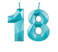 Bleu Bougies d'anniversaire en forme de chiffre 18, bougies Bleu décoration de gâteau 3D, décoration de gâteau pour fête d'anniversaire, mariage,bougie d'anniversaire pour gâteau