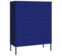 Bleu Buffet/Armoire à tiroirs, CLARENCE, pour salon/chambre, Bleu marine 80x35x101,5 cm Acier LV3161