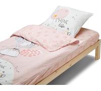 Bleu Câlin Caradou® Shine Parure de lit Enfant en Coton 4 pièces: Couchage Tout-en-Un pour Enfant avec Couette - Couette zippée au Drap Housse - 90x190cm