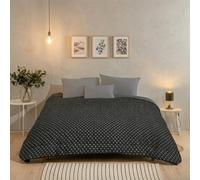 Bleu Calin Couette Chaude Imprimée 1 Personne Hermance, Polyester, Gris, 140 x 200 cm