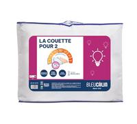 Bleu Calin Couette Chaude Modulable 2 personnes, Couette Spécial Couples, 4 demi-couettes superposables, Microfibre, Blanc, 220 x 240 cm