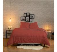 Bleu Câlin Couette Chaude Réversible 140x200 cm pour Lit 1 Personne 90x190 cm, Microfibre Lavée, Fabriquée en France, Oeko-Tex, Terracotta