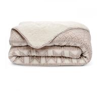 Bleu Câlin Couette imprimée Chaude Chalet 250g/m2 - Sherpa et Toucher Velours - Utilisation sans Housse - 220x240cm
