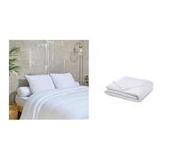 Bleu Câlin Lot Couette Été Légère Anti-Transpiration TopCool 240x260 cm + 2 Oreillers Moelleux Ecologiques 60x60 cm - Garnissage 100% Issu du Recyclage