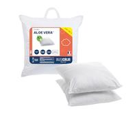 Bleu Calin Lot de 2 Oreillers Moelleux Traitement Aloe Vera, Enveloppe Microfibre 60x60 cm