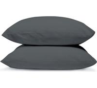 Bleu Calin Lot de 2 Taies d'oreiller 100% Percale de coton Anthracite - 50x75cm