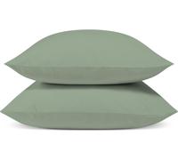Bleu Calin Lot de 2 Taies d'oreiller 100% Percale de coton - Sauge - 65x65cm