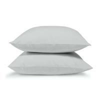 Bleu Calin Lot de 2 Taies d'oreiller Unies 100% Percale de Coton 80 Fils/m² - 65x65cm - Gris Clair