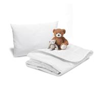 Bleu Câlin Pack Bébé Couette légère 75 x 120 cm et Oreiller Moelleux 40 x 60 cm pour Lit Bébé 60 x 120 cm - Lavable à 95°C - Certifié Oeko-Tex