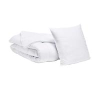 Bleu Calin Pack Economique Couette Tempérée Cocooning 140x200 cm Microfibre Ultra Douce + 1 Oreiller Moelleux 60x60 cm pour Lit 90x190 cm, Fabriqué en France, Certifié Oeko-Tex