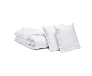 Bleu Calin Pack Economique Couette Tempérée Cocooning 220x240 cm Microfibre Ultra Douce + 2 Oreillers Moelleux 60x60 cm, Fabriqué en France, Certifié Oeko-Tex