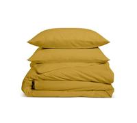 Bleu Calin Parure de Lit 3 Pièces - Set de Housse de Couette 220x240cm + 2 Taies d'oreiller Moutarde pour 2 Personnes - 100% Percale de Coton 80 Fils/m²