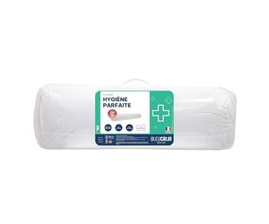 Bleu Calin Traversin Anti-acariens, Antibactérien - Confort Moelleux - Enveloppe Coton, 180 cm