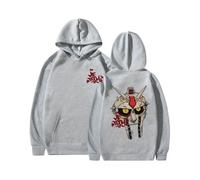 (BLEU CIEL - XL) Sweat à capuche unisexe oversize avec motif masque de métal, style rappeur MF Doom