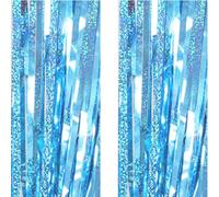 Bleu Clair Bande Fond - AILEXI 2pcs 1M*2M Rideau Frangé de Feuille pour La Décoration de Fête de Photo
