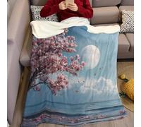 Bleu Clair Couverture Polaire 200 x 220 cm Fleur de Magnolia Impression 3D Plaid Polaire Douce Moelleuse Chaudes Flanelle Couverture de Lit Plaid pour Filles et Garçons