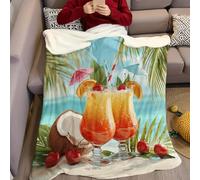 Bleu Clair Couvertures et Plaids Boissons Tropicales fruitées 3D Imprimée Couverture Lit en Flanelle 70 x 100 cm Plaid Polaire pour canapé lit Couch Chambre Salon Enfant Adulte